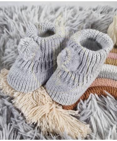 Royal Icon Newborn Baby Booties - Grey/White Pom Pom Bootees (0-3 Months) RI408 - RI377 - Buy Online on GoSupps.com