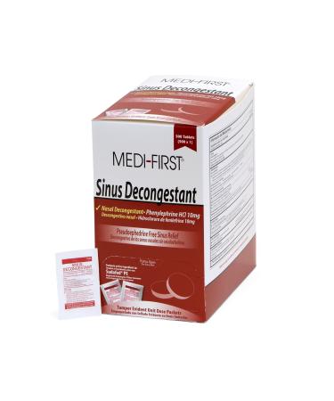 Medi-First Sinus Decongestant Nasal Decongestion Pills - 1 Box of 500 Tablets