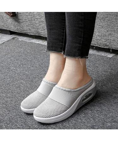 Women's Orthopedic Diabetic Walking Shoes - Air Cushion Slip On, Mesh, Grey - Size 5 - Buy Online on GoSupps.com