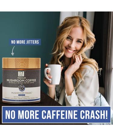 The Youth Effect Canadian mushroom coffee with 6 superfood mushrooms organic cordyceps lions mane red reishi turkey tail maitake and chaga mushrooms! (low caffeine coffee substitute. (adaptogenic coffee organic mushrooms 100 g 50 servings made in Canada)  - Buy Online on GoSupps.com
