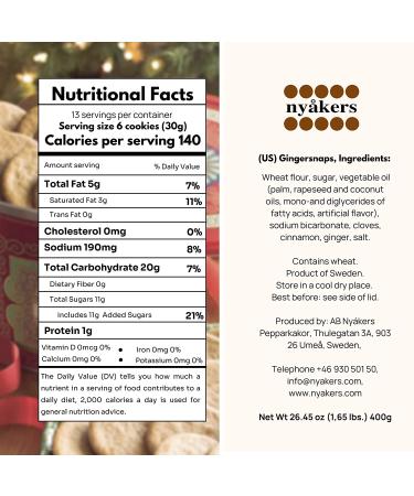 Nyakers Pepparkakor Swedish Ginger Snaps Cookies - Vegan & Dairy-Free Gourmet Snacks in a Beautiful Red Heart-Shaped Tin - Perfect Food Gift for Holidays, Christmas, Thanksgiving - 14.11oz - Buy Online on GoSupps.com