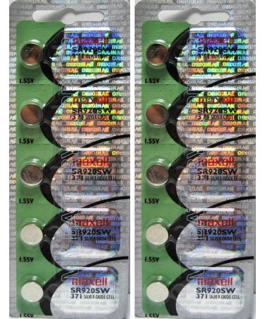 Buy 10 Maxell SR920SW Watch Batteries (371) - 2 Packs of 5 | New Hologram Packaging - Fast International Shipping - Buy Online on GoSupps.com