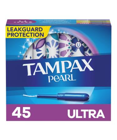 Tampax Pearl Plastic Tampons, Ultra Absorbency, 45 Count(pack of 3) 45 Count (Pack of 3) - Buy Online on GoSupps.com