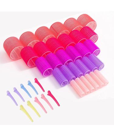 Hyoujin Hair Rollers Self Grip Velcro Rollers Salon Hairdressing Curlers Hair Roller to Sleep In for Long Hair 5 Size Family Packs 30 Pcs With Clips(60 mm 48 mm 36 mm 25 mm 15 mm) Variety