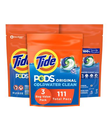 Tide Pods Laundry Detergent Soap Pods, Original, 3 Bag Value Pack, HE Compatible, 37 Count (Pack of 3) Original 37 Count (Pack of 3)