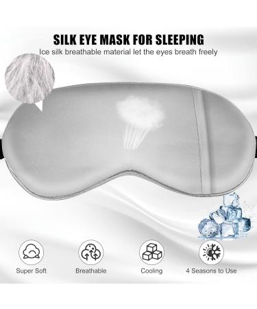 Cavoilu Silk Sleep Eye Masks for Women Cooling & Heated Eye Mask for Dry Eyes Dark Circles and Puffiness Warm Eye Compress Stain Eye Covers with Gel Ice Pack Grey & Pink Best Gifts Idea - Buy Online on GoSupps.com