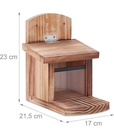 Relaxdays Squirrel Feeder - FSC-Certified Natural Wood, Folding Roof, Ventilation Holes - Hanging Feeding Station - Buy Online on GoSupps.com