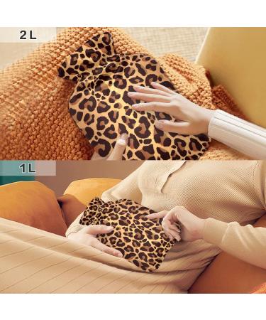 Leopard Print Hot Water Bottle with Cover - 1L Pain Relief Bag for Bed Hands & Feet | BPA Free International Shipping - Buy Online on GoSupps.com