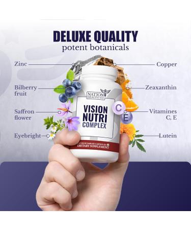 NATION HEALTH MD Vision Nutri Complex - Eye Vitamins with Lutein Bilberry - Eye and Vision Health for Men & Women - 60 Capsules - Buy Online on GoSupps.com