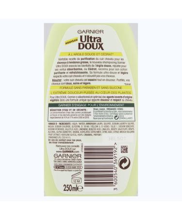 Garnier Ultra DOUX Purifying Shampoo for Oily Hair Soft Clay/Cedrat 250 ml - Pack of 3 - Buy Online on GoSupps.com