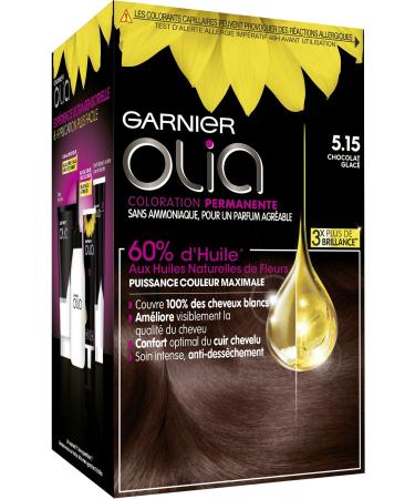 Garnier Olia Permanent hair color without ammonia with natural flower oils icy chocolate brown (5.15) coloring 1 piece (1 Pack)
