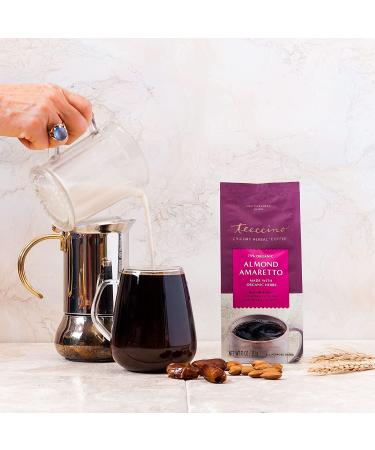 Teeccino Almond Amaretto Ground Herbal Coffee 11oz - Prebiotic, Caffeine-Free, Acid-Free Medium Roast - Buy Online on GoSupps.com