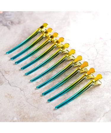 Vellen Hair Clips 10 Pack - Professional Styling Metall Hair Clips - Yellow/Aqua Ombre Design - Buy Online on GoSupps.com