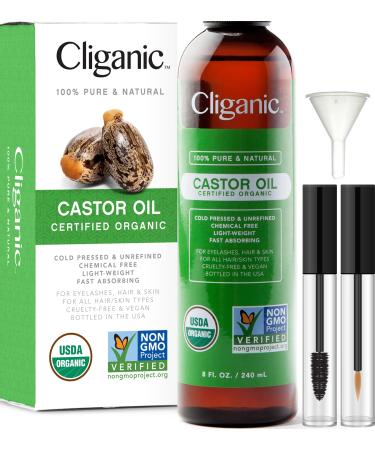 Cliganic 100% Pure & Natural Castor Oil 8 fl oz (240 ml)