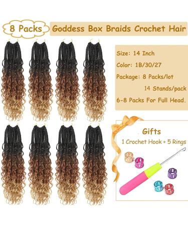 Goddess Box Braids Crochet Hair 14 Inch 8 Packs Ombre Pre Looped Boho Bohemian Style - Buy Online on GoSupps.com