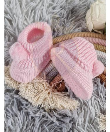 Royal Icon Newborn Baby Booties 0-3 Months | Pom Pom Bootees for Baby Boys & Girls | Warm & Stylish | Indoor & Outdoor Use | Pink RI408 - Buy Online on GoSupps.com