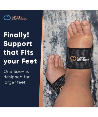 Buy Copper Compression Arch Support Sleeves for Plantar Fasciitis - Pain Relief Brace for Wider Feet - 1 Pair - Plus Size - Black - Buy Online on GoSupps.com
