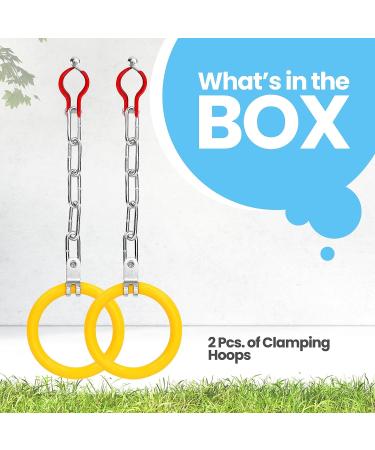 SereneLifeHome 2 Clamping Hoops Gymnastic Bar - Durable Ninja Rings & Bell Equipment Set for Kids | Outdoor Backyard Ninja Line Accessories - Buy Online on GoSupps.com