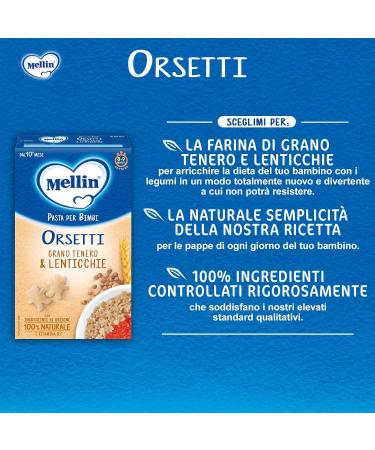 Italian Gourmet E.R. Set of 6 Mellin La Pasta 100% Natural Orsetti with Soft Wheat and Lentils 280g + Italian Gourmet Pulp 400g - Buy Online on GoSupps.com