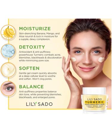 LILY SADO Turmeric Banana Mango Face Moisturizer - Vegan Anti-Aging Cream with Chamomile & Rosemary for Wrinkles - Nutritious Daily Facial Lotion - Buy Online on GoSupps.com