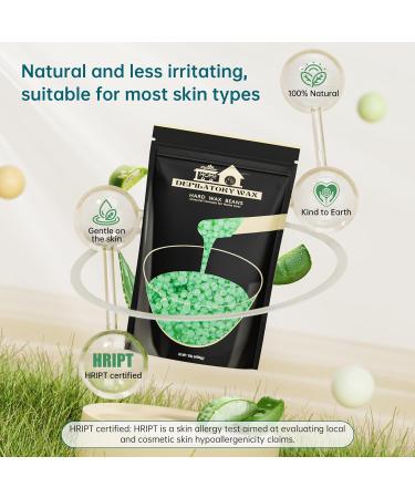 Lifestance 450g Aloe Green Wax Pearls with 10 Wooden Spatulas - Brazilian Waxing for Face Body Legs & Arms - Premium Hair Removal - Buy Online on GoSupps.com