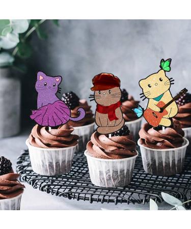 18pcs Glitter Fashion Cat Dessert Cupcake Topper Worldwide Popular Singer Cat Theme Decorations Baby Shower Boys Girls Happy Birthday Concert Party Decor Supplies - Buy Online on GoSupps.com