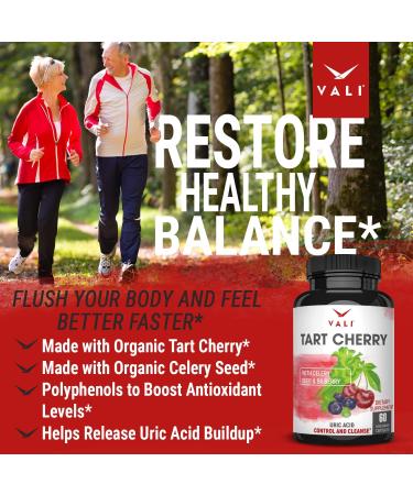 VALI Tart Cherry Uric Acid Cleanse - Joint & Muscle Support Supplement with Organic Celery, Bilberry Extract - 60 Veggie Capsules - Buy Online on GoSupps.com
