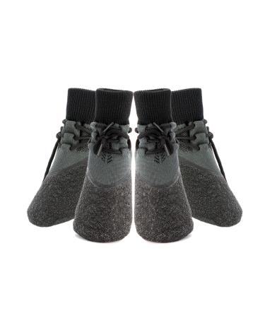 Avaner 4 pieces dog socks with lace -up dog -resistant dog shoes Pfot protection stretchy dog shoes soft socks outdoor dog shoes waterproof anti -slip socks for small medium -sized dog pets*width 1.37 "(3.5cm)*1.3" (3.3cm) black+gray