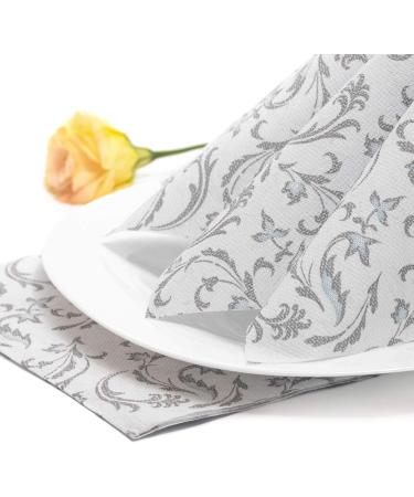 Papstar 50 Napkins ROYAL Collection - 1/4 Fold Grey Damascato 40x40 cm - Premium Quality for Elegant Events - Buy Online on GoSupps.com