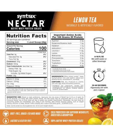 Syntrax Nutrition Nectar Whey Isolate Protein Powder - Lemon Tea Flavor 100% Pure - 2 lbs - International Shipping Available - Buy Online on GoSupps.com