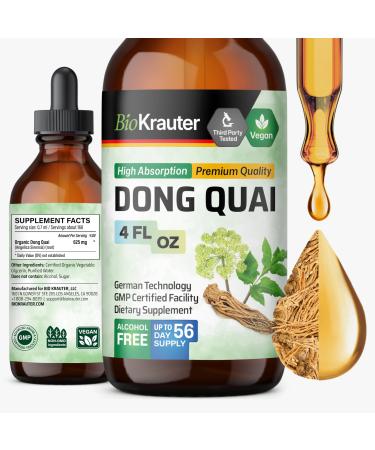 BIO KRAUTER Menopause Supplements for Women* - Dong Quai Drops 4 Fl.Oz 56 Days of Supply - Vegan Angelica Root Tincture for Menopause Support - Alcohol & Sugar Free - Relaxation & Women's Wellness 4 Fl Oz (Pack of 1)