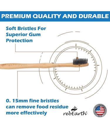 Bamboo Aesthetic Toothbrush Set of 4 | Ultra Soft Bristles | Black Charcoal Infused | American Brand | Eco-Friendly Dental Care - Buy Online on GoSupps.com