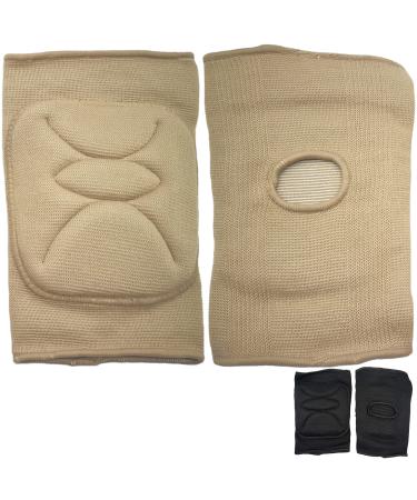 DANCEYOU Dance Knee Pads Thick Soft Sponge Volleyball Knee Brace for Big Kid Teen Adults Workout Knee Protector Football Pole Dance Yoga Tennis Running Medium Tan - Buy Online on GoSupps.com