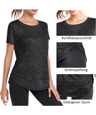 Shop Deaviya Women's Sport T-Shirt | Yoga & Fitness Tops | Casual Round Neckline | Loose Fit Side Split Black M - Buy Online on GoSupps.com