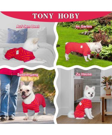 Shop Tony Hoby Striped Dog T-Shirts | Soft Breathable 4-Legged Jumpsuits for Small & Medium Dogs | Red Bodysuits for Girls - XL Size - Buy Online on GoSupps.com
