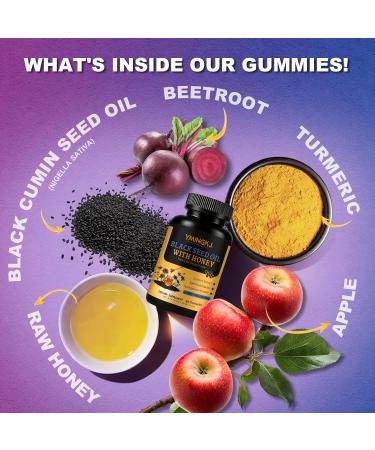 YMINGKJ Black Cumin Seed Oil Gummies with Biotin & ACV Vitamin C Turmeric & Honey - Supports Immune System Radiant Skin & Digestive Wellness - Vegan Pectin-Based - 60 Gummies (30-Day Supply) - Buy Online on GoSupps.com