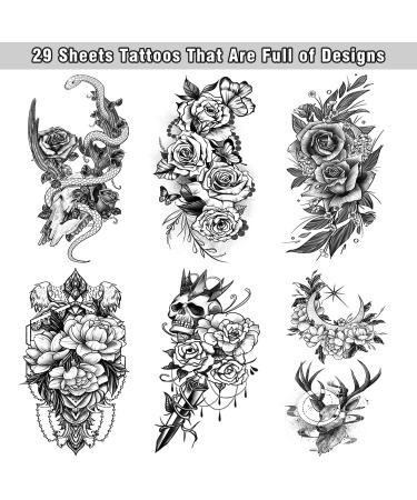 Cerlaza Temporary Tattoos for Women - 29 Sheets of 86 Styles, Long-Lasting Fake Tattoos for Adults - Tatuajes Temporales Body Art Sticker - Buy Online on GoSupps.com