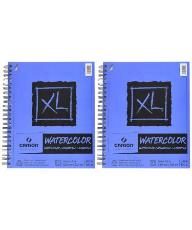 2-Pack Bundle - Canson XL Series Watercolor Paper - 9 x 12 inch - Textured, Cold Press - Side Wire Bound, 140 Pound, 30 Sheets Each