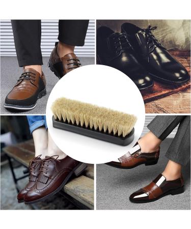 Stone and Clark Premium White Horsehair Shoe Brush - 100% Horse Hair Bristles for Perfect Leather Polish - Concaved Beech Wood Handle - Shoe Care Essential - Buy Online on GoSupps.com