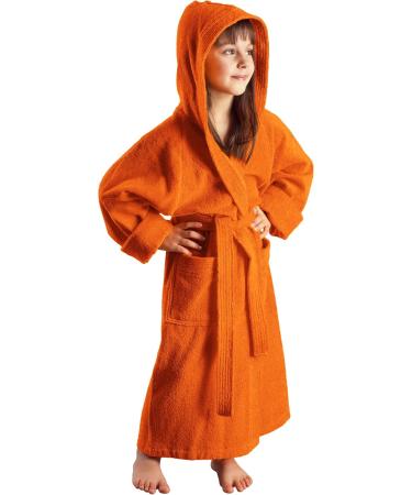 Arus Children's Hooded Bathrobe - 100% Cotton Terry Eco-Tex Certified Long Style Available in Multiple Colors | Perfect for Boys and Girls | Size 128 Orange - Buy Online on GoSupps.com