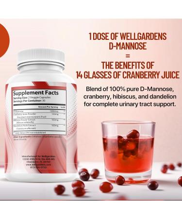 100% Pure D-Mannose with Cranberry Extract - Helps Cleanse Impurities Natural Urinary Tract Health Liver and Bladder Support Capsules Non-GMO - Buy Online on GoSupps.com