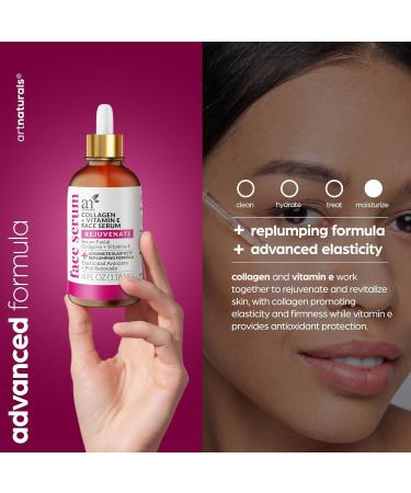 artnaturals Collagen Booster Serum - Anti-Aging Face Serum with Hyaluronic Acid & Vitamin E - Reduce Wrinkles Heal Skin Improve Tone & Texture - 4 oz - Buy Online on GoSupps.com