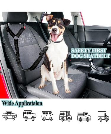 Dog Seat Belt Car Harness Seatbelt for Pet Cars Safety Lead Adjustable Clip Restraint Headrest Elastic Bungee No Tangle Leash for Small Medium Puppy in Vehicle Travel (Black) - Buy Online on GoSupps.com