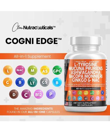 Focus Supplement with L-Tyrosine, Mucuna Pruriens, Bacopa Monnieri, Ashwagandha, N-Acetyl Cysteine, 5-HTP, Ginkgo Biloba & More - 1000mg/6000mg/500mg/4000mg/600mg - USA Made - Buy Online on GoSupps.com