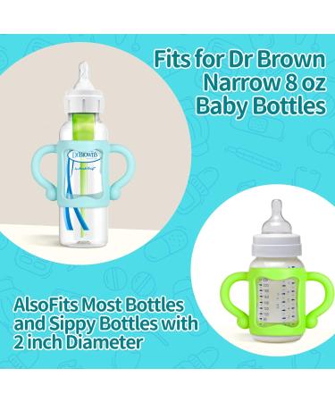 Dr. Brown Narrow Baby Bottle Handles - Easy Grip Bottle Holder for Baby Transition - BPA-Free Silicone - Pack of 4 - Buy Online on GoSupps.com