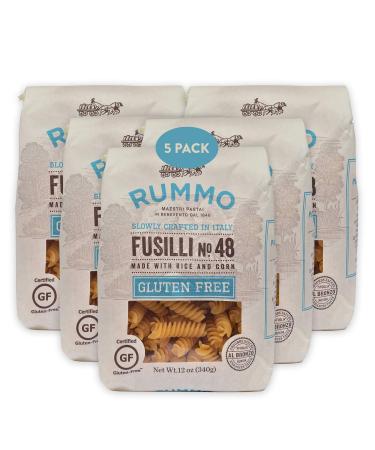Rummo Italian Pasta GF Fusilli No.48, Always Al Dente, Certified Gluten-Free (5-Pack) 12 Ounce (Pack of 5)