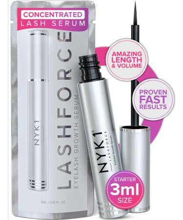 NYK1 CONCENTRATED Lash Serum For Eyelash Growth (3ml) LashForce Eyelash Serum To Grow Lashes Longer And Thicker - Lash Growth Serums For Easy Application And Long Lasting Results For Fuller Eyelashes LashForce (3ml) Lash Gr