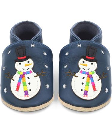Dotty Fish Soft Leather Baby Shoes for Boys | Non Slip Toddler Shoes with Frosty Snowman Design | 3-4 Years - Buy Online on GoSupps.com