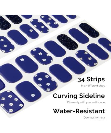 NAILOG Semi Cured Gel Nail Strips 34 pcs Salon-Quality Gel Nail Stickers Long Lasting Nail Wraps for Women with Soft Gel Finish Vintage Print & Silver Glitter (Midnight Bloom) - Buy Online on GoSupps.com
