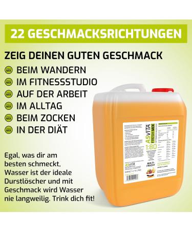 ASVITA Beverage Concentrate Fresh Mix 1:80 | 5L Canister - Sugar-Free Beverage Syrup - 22 Flavors Including Pink Grapefruit - International Shipping Available - Buy Online on GoSupps.com